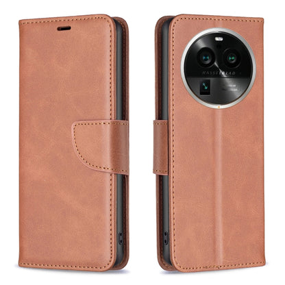 Brown leather phone case with flip cover, stitched seams, and camera cutout window