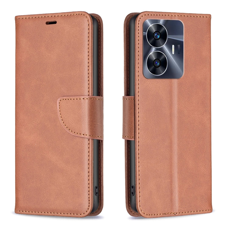 Brown leather phone case with flip cover and side strap, protective camera opening