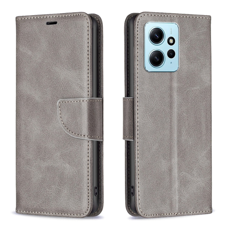 Grey lambskin folio phone case with side strap and card holder; camera and port cutouts