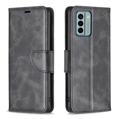 Textured leather wallet phone case in black with flip cover and camera cutout