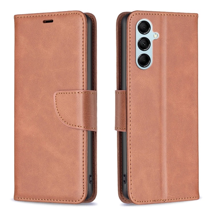 Textured leather wallet phone case in brown with flip cover and side strap cutouts