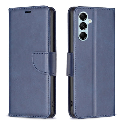 Textured leather wallet phone case in blue with flip cover and side strap cutouts