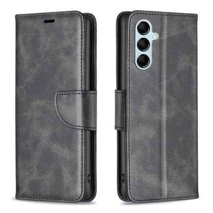 Textured leather wallet phone case in black with flip cover and side strap cutouts