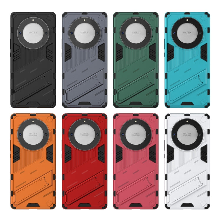 Punk armor phone cases with holder in multiple colors: black, green, teal, orange, red, white