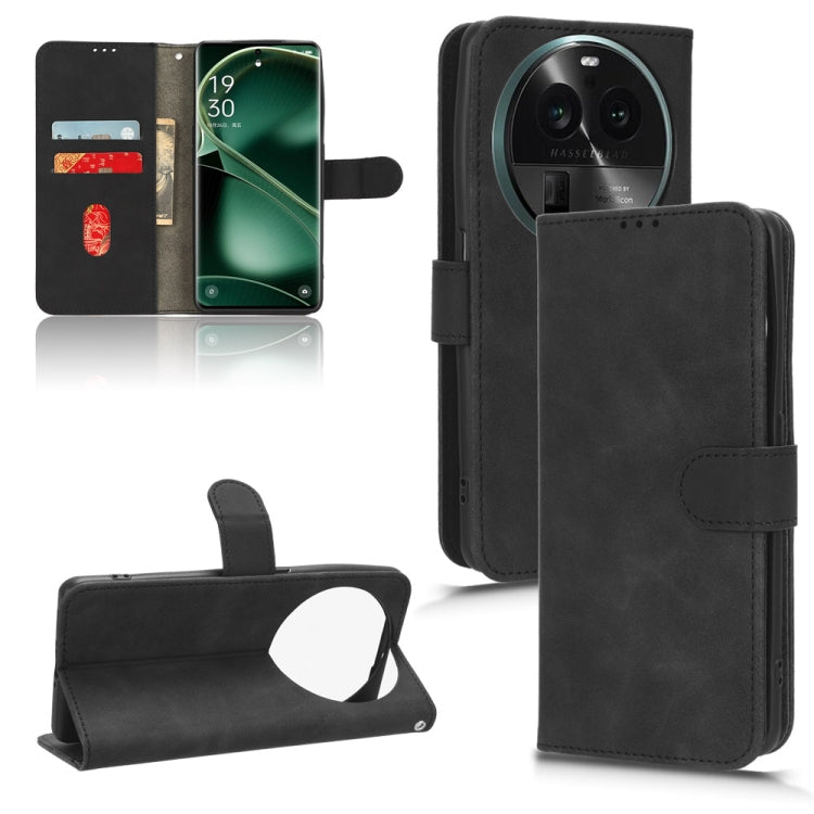 Black magnetic flip leather phone case with card slots and fold stand