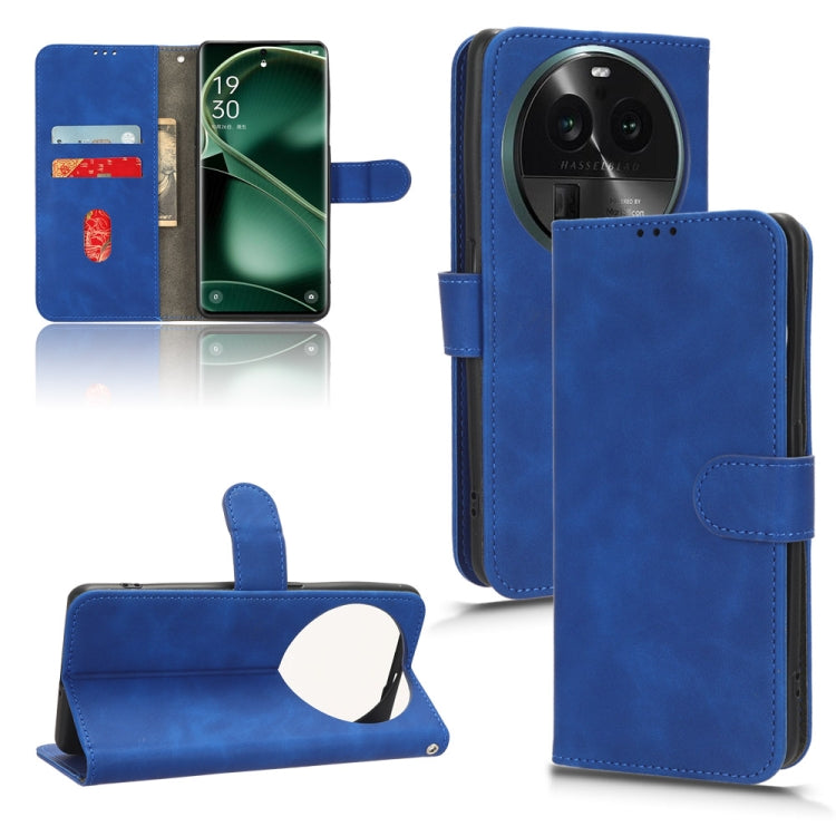 Blue leather magnetic flip phone case with viewing stand and camera cutout