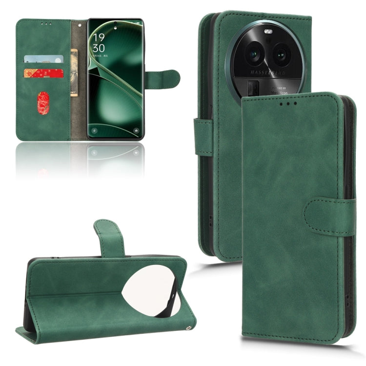 Magnetic flip leather phone case, green color, upright front with side flap