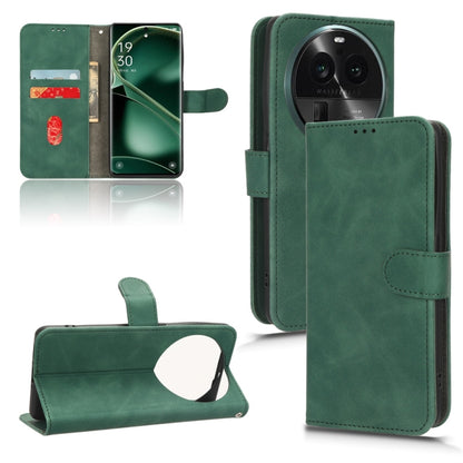 Magnetic flip leather phone case, green color, upright front with side flap
