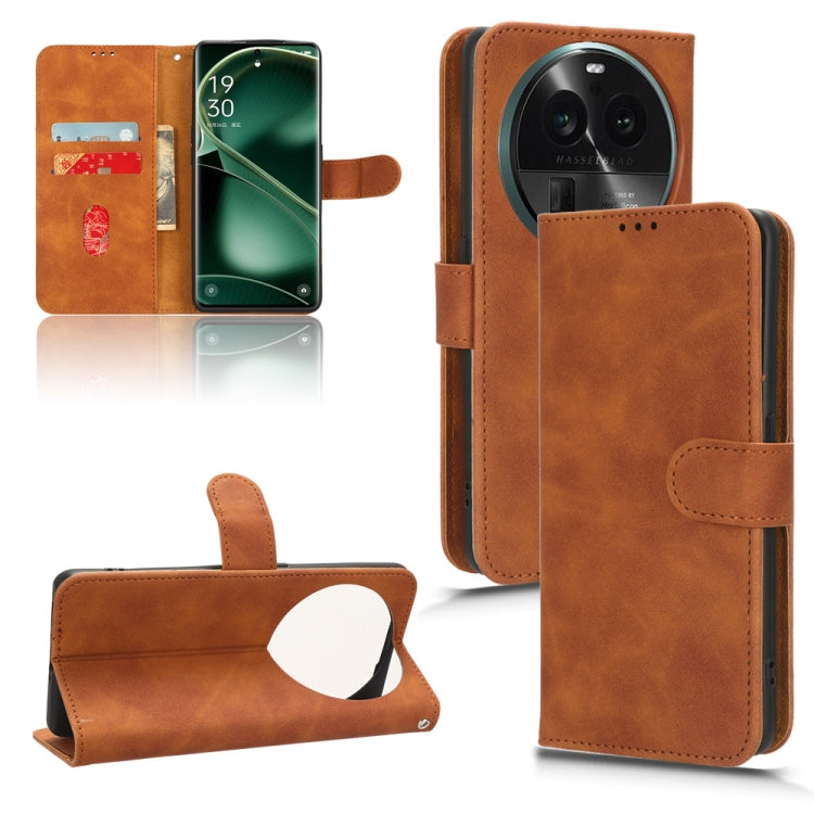 Magnetic flip leather phone case, brown color, upright front with side flap