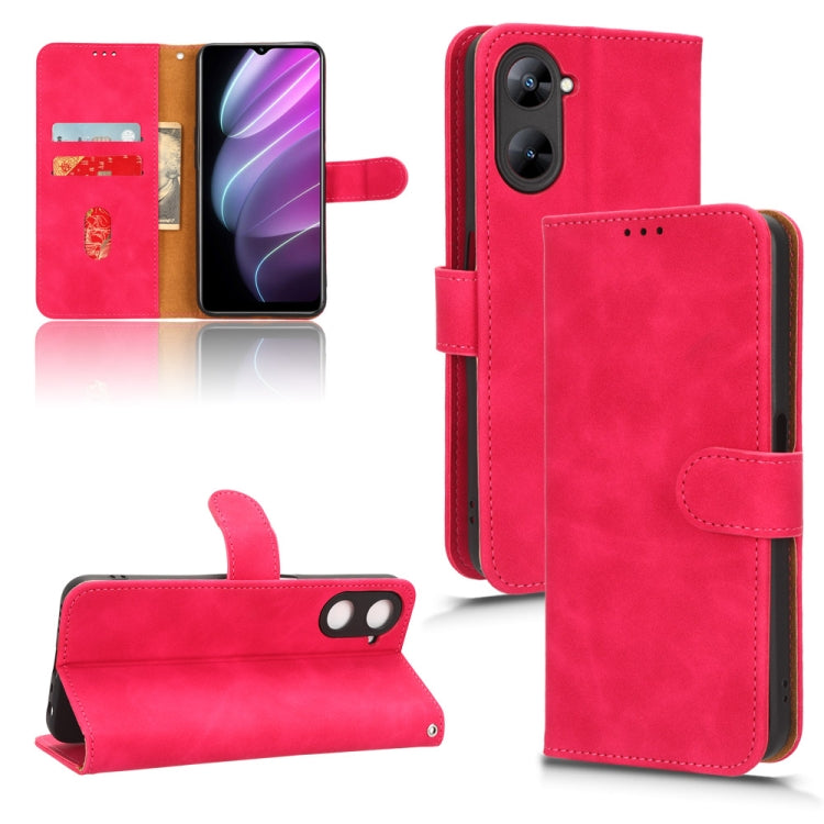 Magnetic flip leather phone case, rose red color, front with camera cutout and open stand