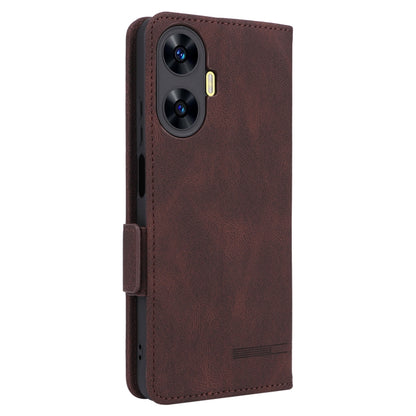 Brown leather magnetic clasp phone case with camera opening and side flap.