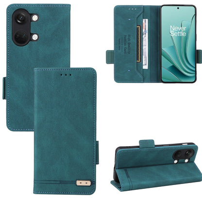 Teal leather magnetic clasp phone case with flip cover and side button cutouts.