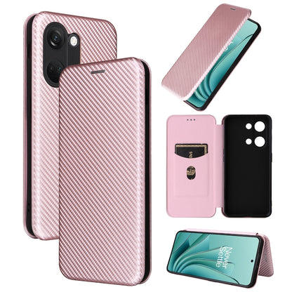 Carbon Fiber Texture Flip Leather Phone Case, For Realme C55, For OnePlus Ace 2V