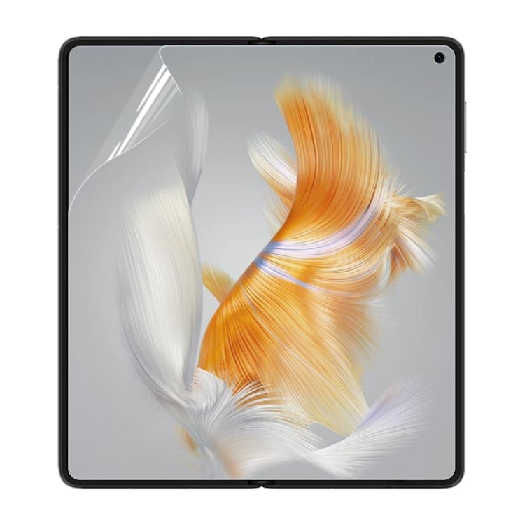 Hydrogel screen protector film for foldable tablet, front view with screen panel