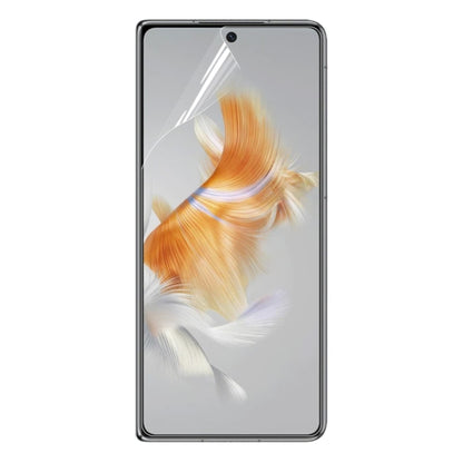 Clear front screen hydrogel protector film for a foldable phone display