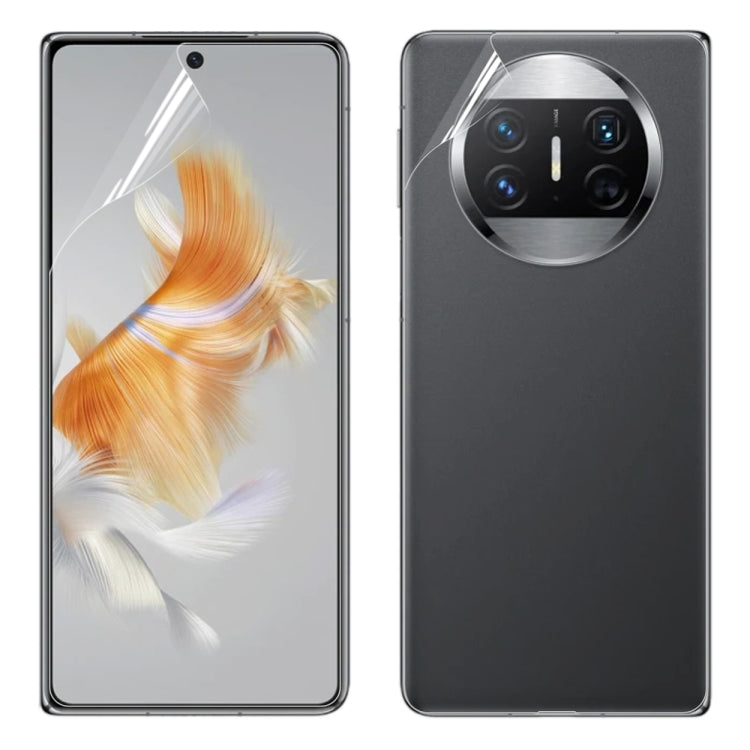 Foldable phone hydrogel screen protector film, front and back coverage with camera cutout.