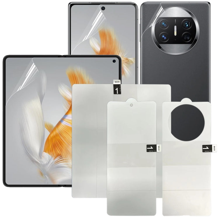 Foldable phone hydrogel screen protector set, transparent front and back films