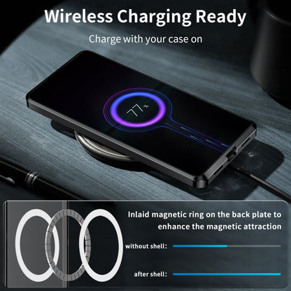 MagSafe magnetic frosted metal phone case, black, with built-in charging ring