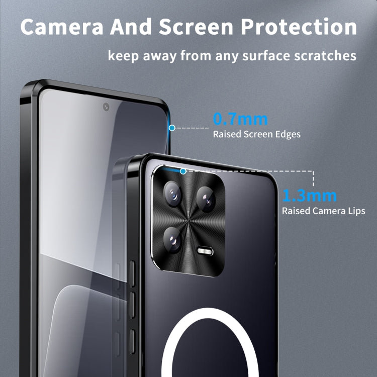 MagSafe magnetic frosted metal phone case, black, raised camera and screen edge protection