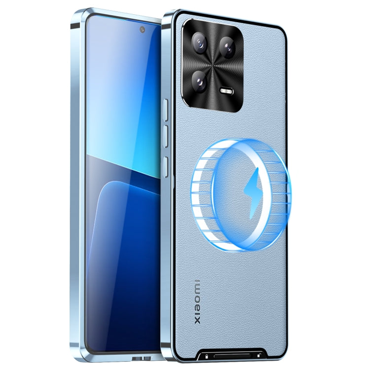 MagSafe magnetic frosted metal phone case, blue, frosted texture with magnetic ring