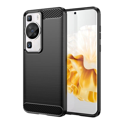 Black brushed TPU phone case with carbon fiber corner, covers phone back and screen