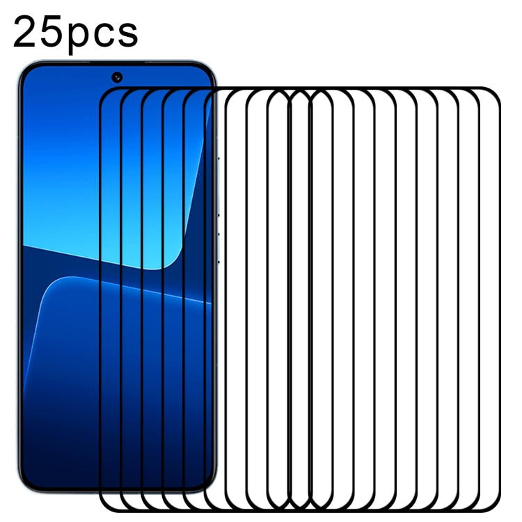 25-pack curved edge tempered glass screen protectors, clear glossy film set