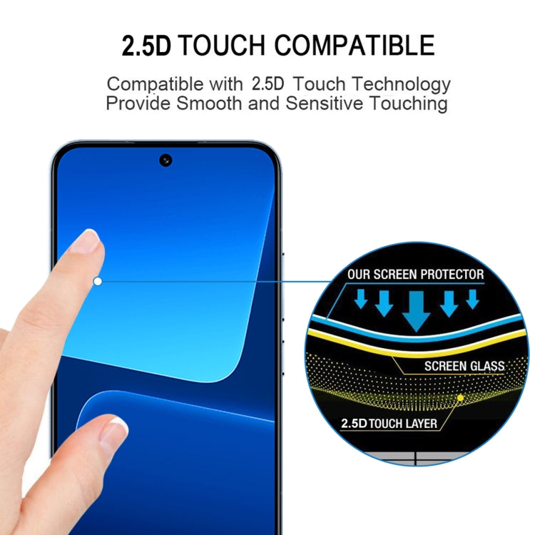 Tempered glass screen protector installation with hand aligning it on smartphone display