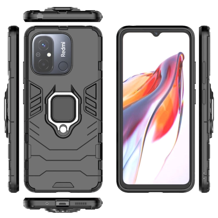 Magnetic phone case with ring holder, black rugged cover with open side views