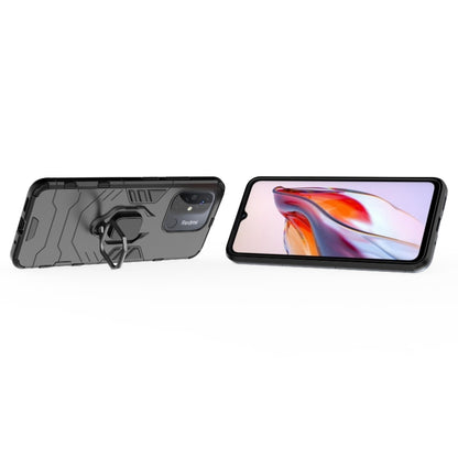 Magnetic phone case with ring holder, black rugged cover with kickstand-style ring