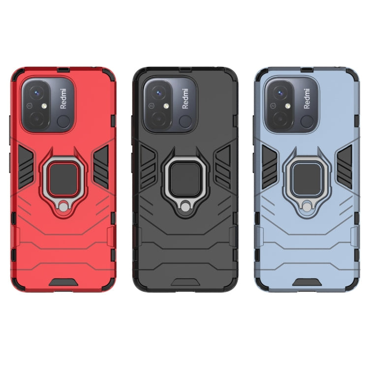 Magnetic phone case with ring holder, red, black, and light blue rugged covers