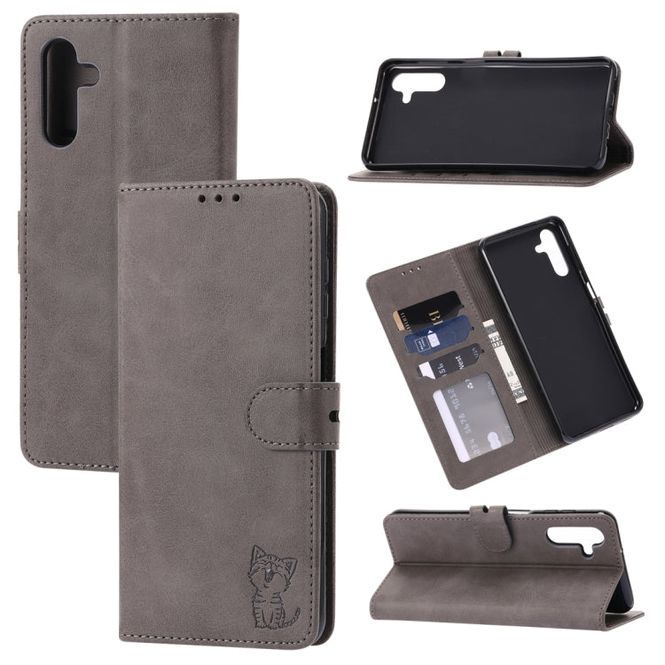 Embossed Happy Cat Pattern Flip Leather Phone Case, For Xiaomi Redmi Note 12 5G Global, For Xiaomi Redmi Note 12 Pro 5G Global, For Xiaomi Redmi Note 12 Pro+ 5G Global, For Xiaomi 12T/12T Pro/Redmi K50 Ultra, For Xiaomi 13, For Xiaomi 13 Pro, For OPPO ...