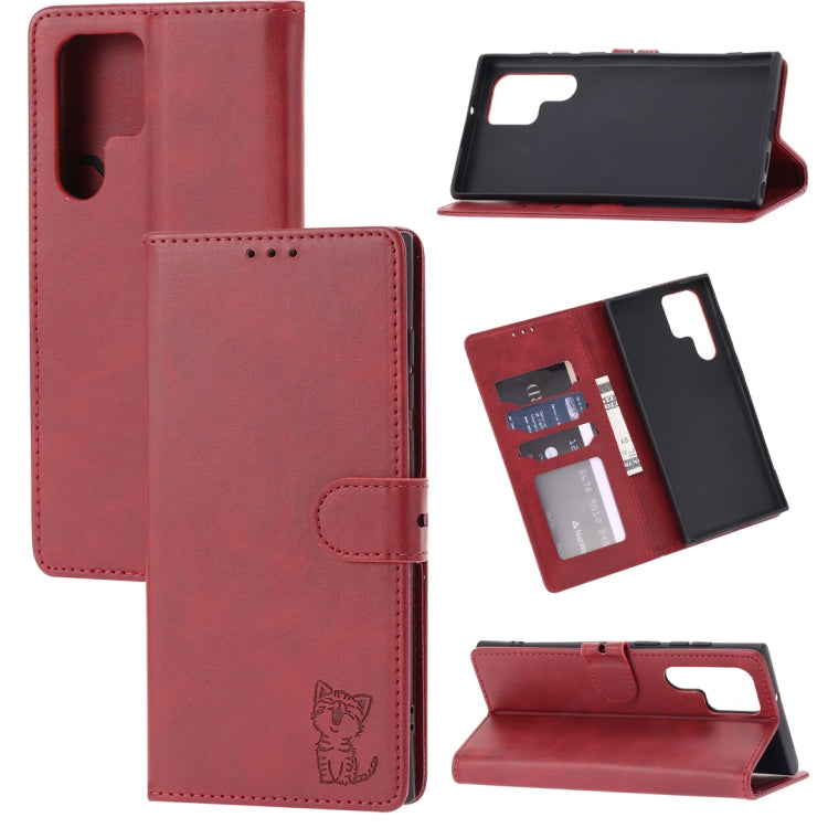 Embossed Happy Cat Pattern Flip Leather Phone Case, For Xiaomi Redmi Note 12 5G Global, For Xiaomi Redmi Note 12 Pro 5G Global, For Xiaomi Redmi Note 12 Pro+ 5G Global, For Xiaomi 12T/12T Pro/Redmi K50 Ultra, For Xiaomi 13, For Xiaomi 13 Pro, For OPPO ...