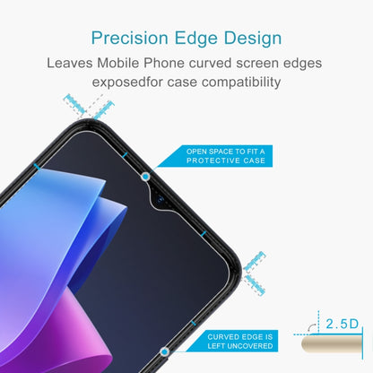 Tempered glass screen protector film with cutout area for phone case