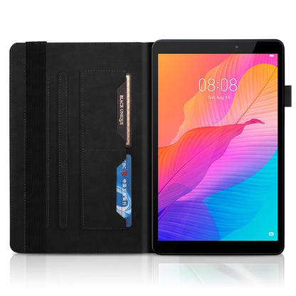 Black embossed flip tablet case with card slots and rear cover