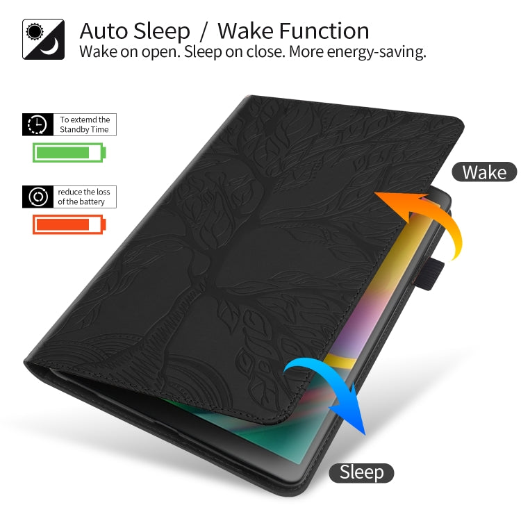 Black embossed folio tablet case with auto sleep and wake function