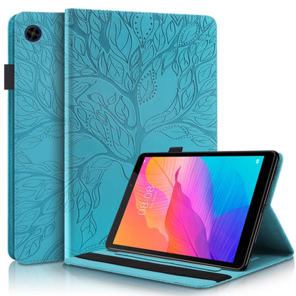 Lake blue embossed flip tablet case with front stand and textured cover