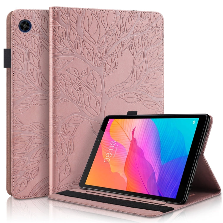 Rose gold embossed flip tablet case with viewing stand and tablet cover