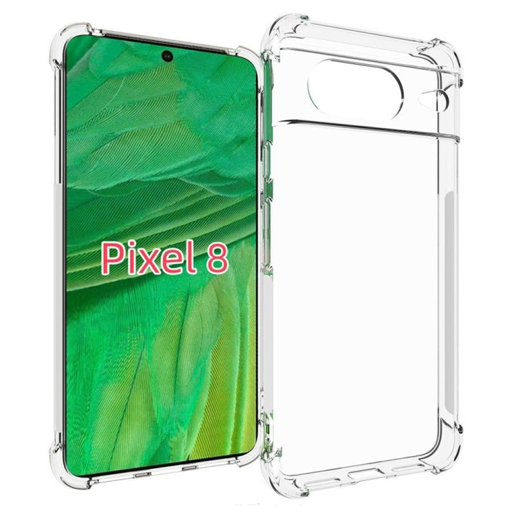 Transparent shockproof TPU phone case with raised corners and side bumper for Pixel-style phone