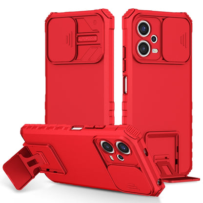Red phone case with sliding camshield and stereoscopic holder, kickstand front cover