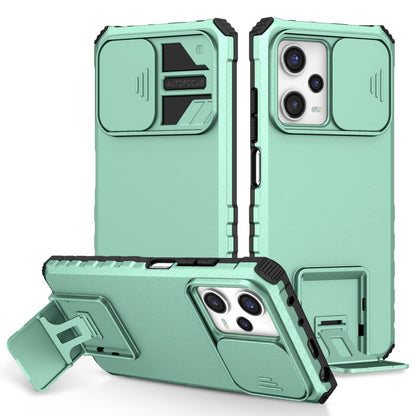Light blue phone case with sliding camshield and stereoscopic holder, kickstand front cover