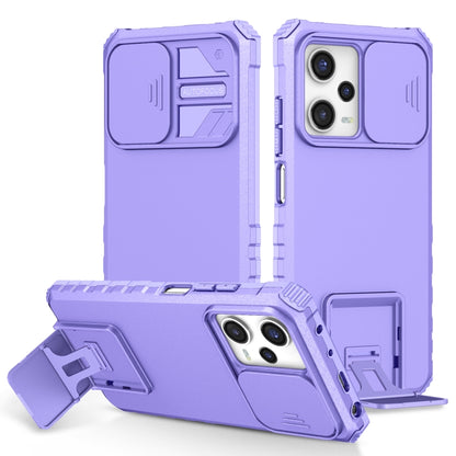 Blue phone case with sliding camshield and stereoscopic holder, kickstand front cover
