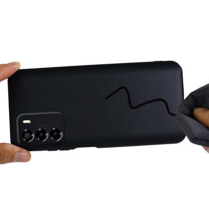 Black silicone phone case for ZTE Blade V40 Vita, side grip with cutouts and raised edges