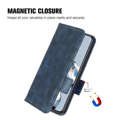 Blue leather folio phone case with magnetic closure and foldover stand