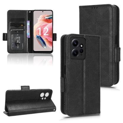 Black leather phone case with symmetric triangle texture, folio flip with wrist strap