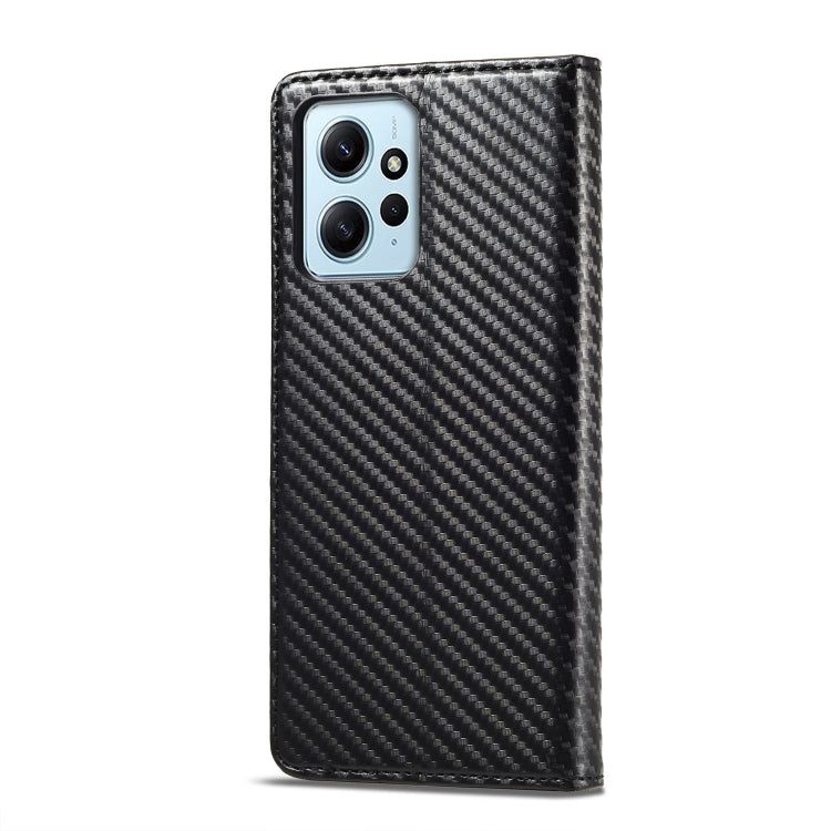 Black carbon fiber phone case with camera cutout and red accent stripe