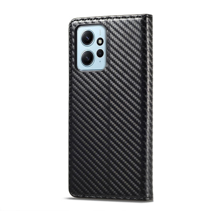 Black carbon fiber phone case with camera cutout and red accent stripe