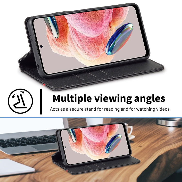 Black carbon fiber wallet phone case folded into viewing stand
