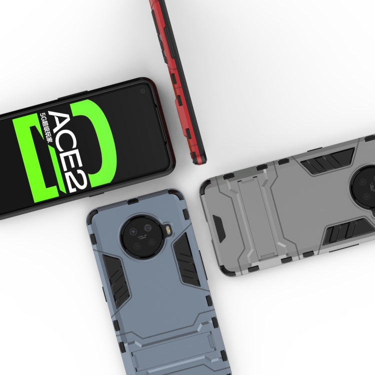 Shockproof phone cases with holder, black and gray with red accent side frame