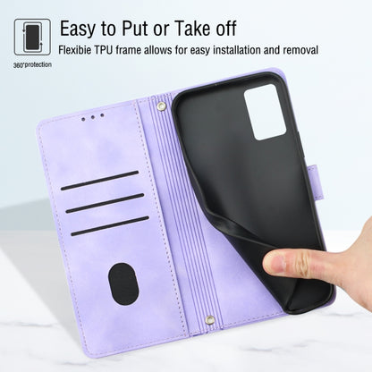 Light purple embossed leather folio phone case with card compartment and side access