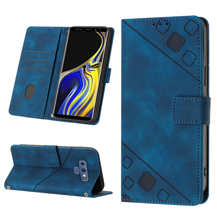 Turquoise embossed leather folio phone case, open flip cover and detailed back emboss